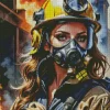 Fire Fighter Girl Diamond Painting