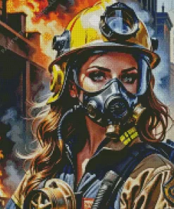 Fire Fighter Girl Diamond Painting