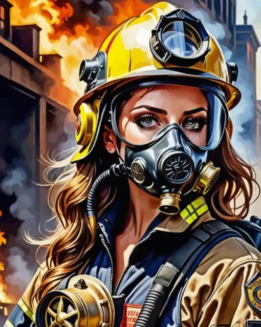 Fire Fighter Girl Diamond Painting