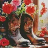 Flowers In Cowgirl Boot Diamond Painting