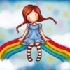 Gorjuss Girl And Rainbow Diamond Painting