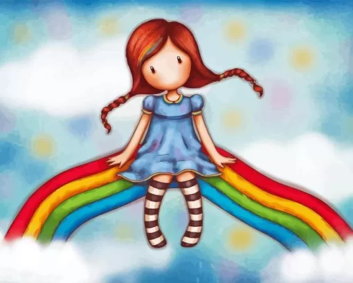 Gorjuss Girl And Rainbow Diamond Painting