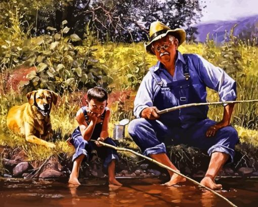 Grandpa Fishing Diamond Painting