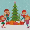 Illustration Christmas Children Diamond Painting