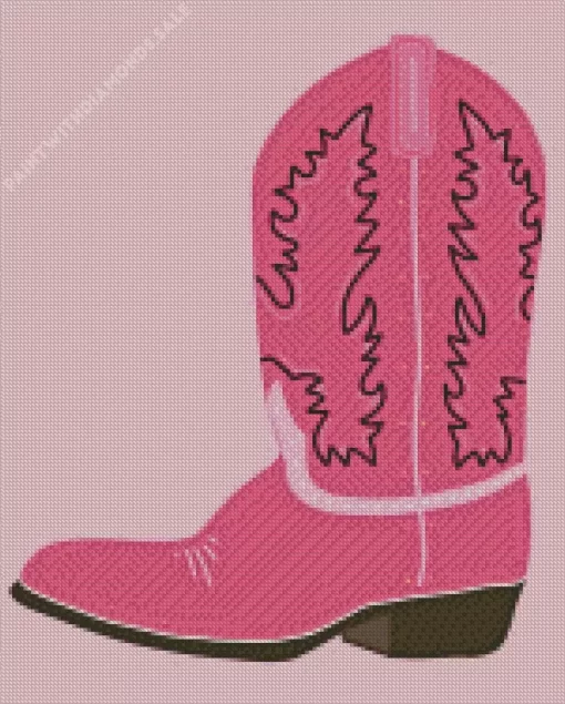 Illustration Pink Cowgirl Boot Diamond Painting