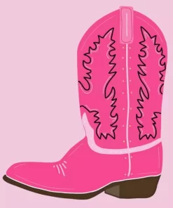 Illustration Pink Cowgirl Boot Diamond Painting