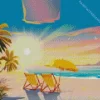 Illustration Beach Chairs Diamond Painting