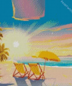 Illustration Beach Chairs Diamond Painting