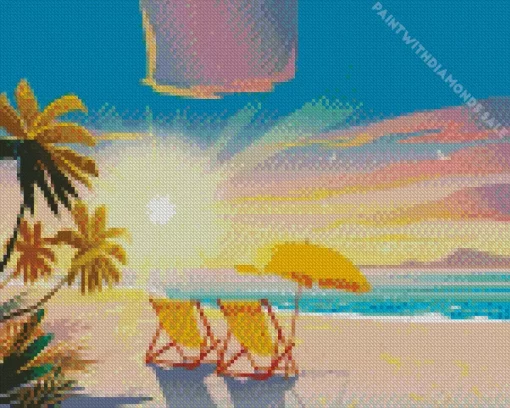 Illustration Beach Chairs Diamond Painting