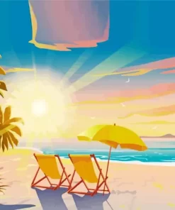 Illustration Beach Chairs Diamond Painting