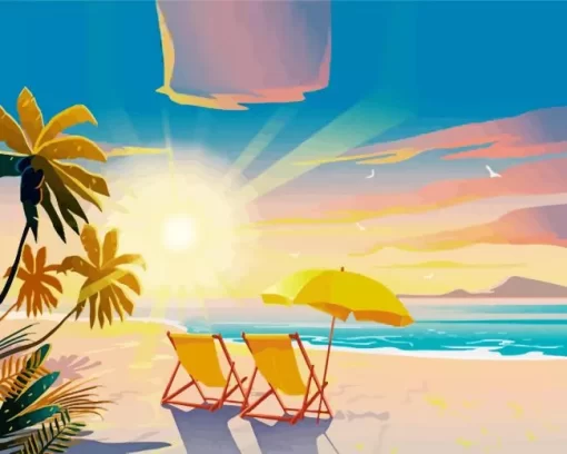 Illustration Beach Chairs Diamond Painting