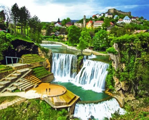 Jajce Falls Art Diamond Painting