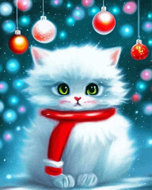 Kawaii Christmas Cat Diamond Painting