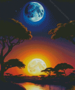 Moon And Sun Landscape Diamond Painting