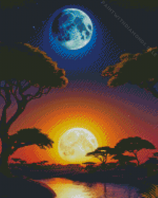 Moon And Sun Landscape Diamond Painting