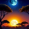 Moon And Sun Landscape Diamond Painting