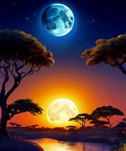 Moon And Sun Landscape Diamond Painting