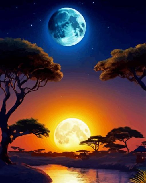 Moon And Sun Landscape Diamond Painting