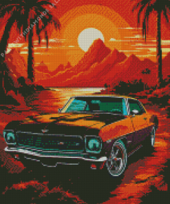 Orange Camaro Art Diamond Painting