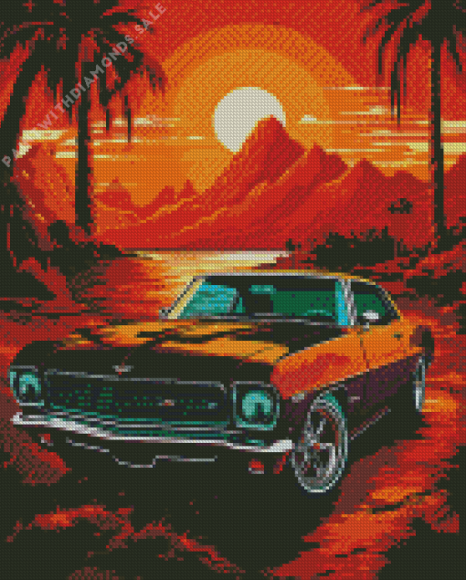 Orange Camaro Art Diamond Painting