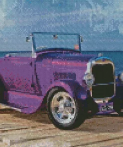 Purple Ford Model A Car Diamond Painting