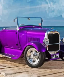 Purple Ford Model A Car Diamond Painting