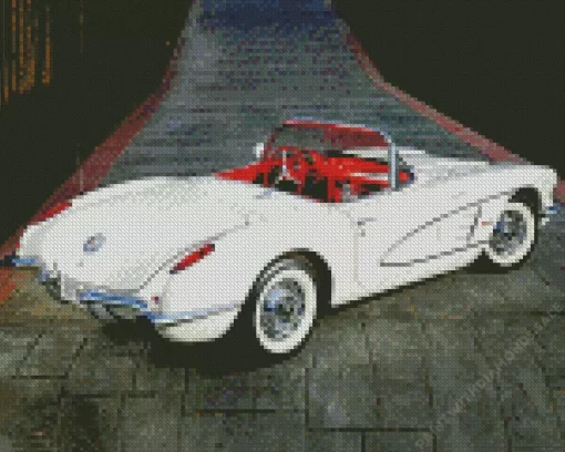 White 1960 Corvette Diamond Painting