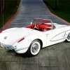 White 1960 Corvette Diamond Painting