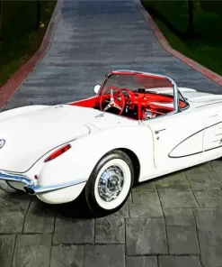 White 1960 Corvette Diamond Painting