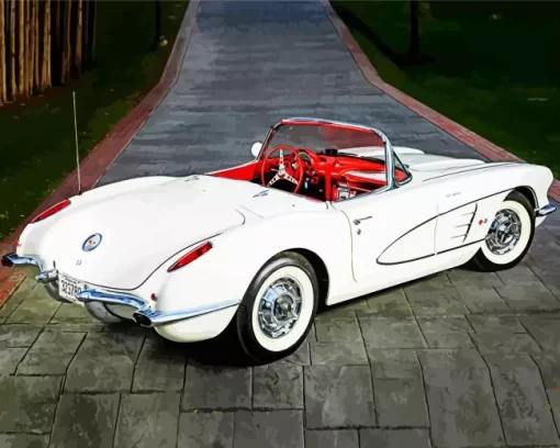 White 1960 Corvette Diamond Painting