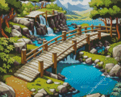 Wooden Bridge Nature Diamond Painting