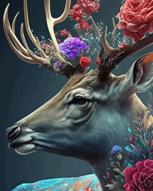 Floral Antlers Diamond Painting