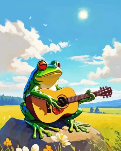 Frog Playing Guitar Diamond Painting