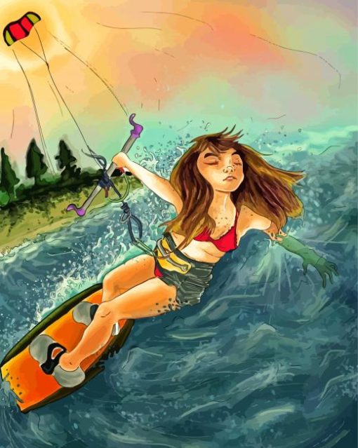 Kitesurfing Girl Art Diamond Painting