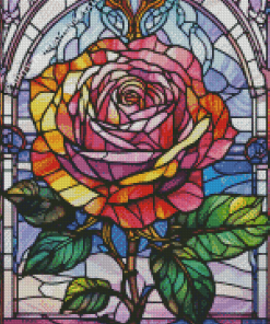 Rose With Stained Glass Art Diamond Painting