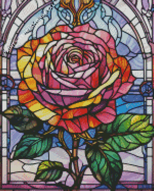 Rose With Stained Glass Art Diamond Painting