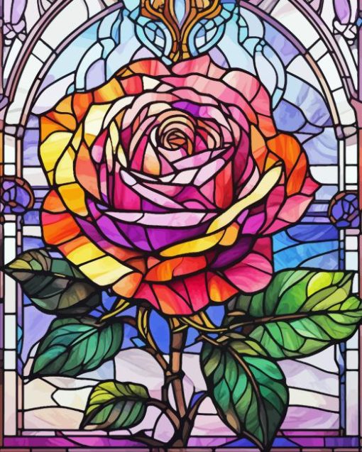 Rose With Stained Glass Art Diamond Painting