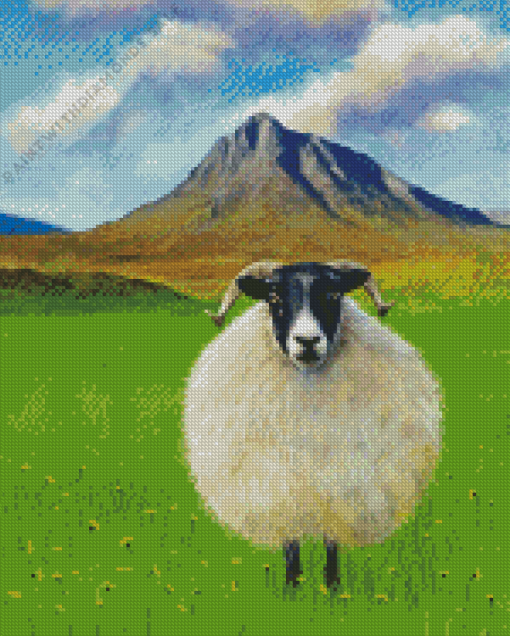 Scottish Black Faced Sheep Diamond Painting