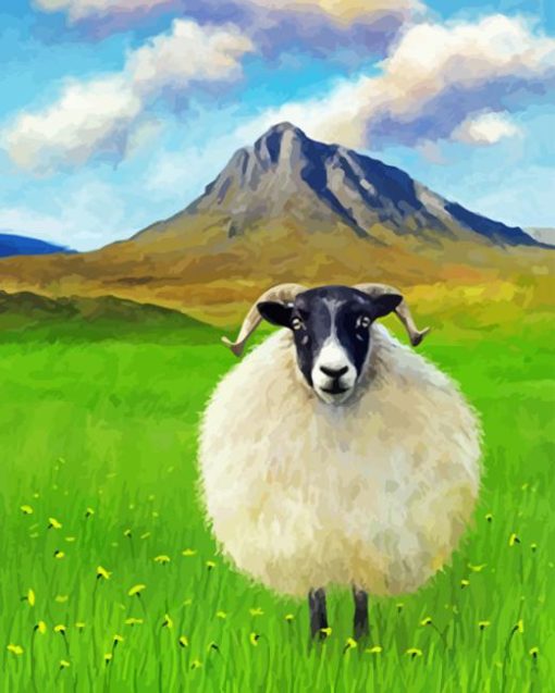 Scottish Black Faced Sheep Diamond Painting