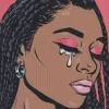 Afro Black Woman Crying Diamond Painting