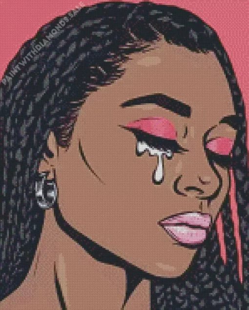 Afro Black Woman Crying Diamond Painting