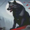 Angry Black Wolf Art Diamond Painting