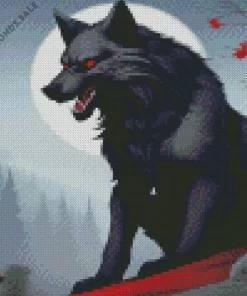 Angry Black Wolf Art Diamond Painting