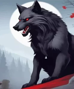 Angry Black Wolf Art Diamond Painting