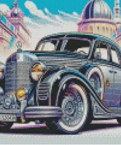 Illustration Black Vintage Mercedes Diamond Painting