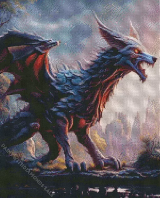 Mad Black Wolf Dragon Diamond Painting