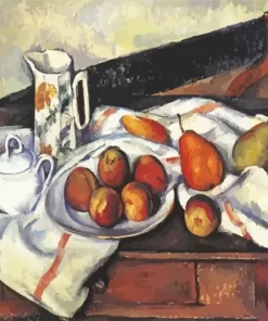 Still Life with Sugar Bowl Jug and Plate of Fruit Diamond Painting