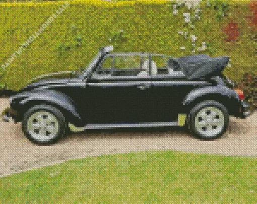 Vintage Black Volkswagen Beetle Convertible Diamond Painting