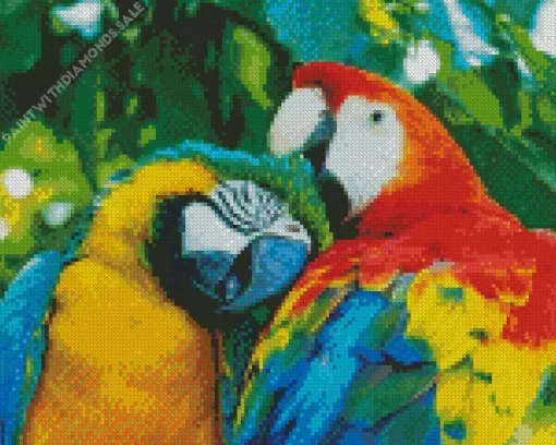 A Couple Of Colorful Parrots Diamond Painting