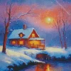 Aesthetic Farmhouse In The Snow Diamond Painting